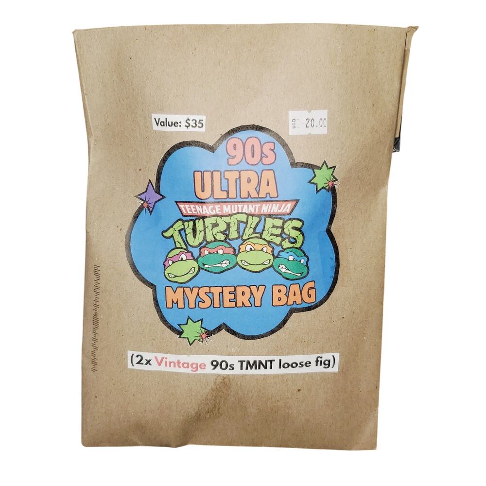 Vintage TMNT Mystery Bag. 2x Vintage TMNT Loose Figs + BONUS McD's Mystery Toy